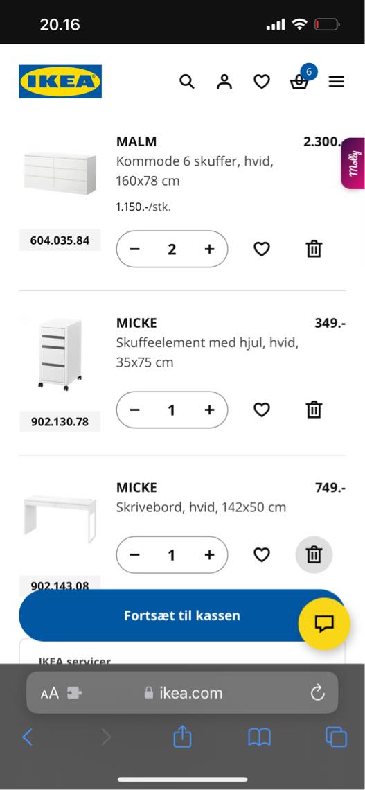 Samling af IKEA møbler