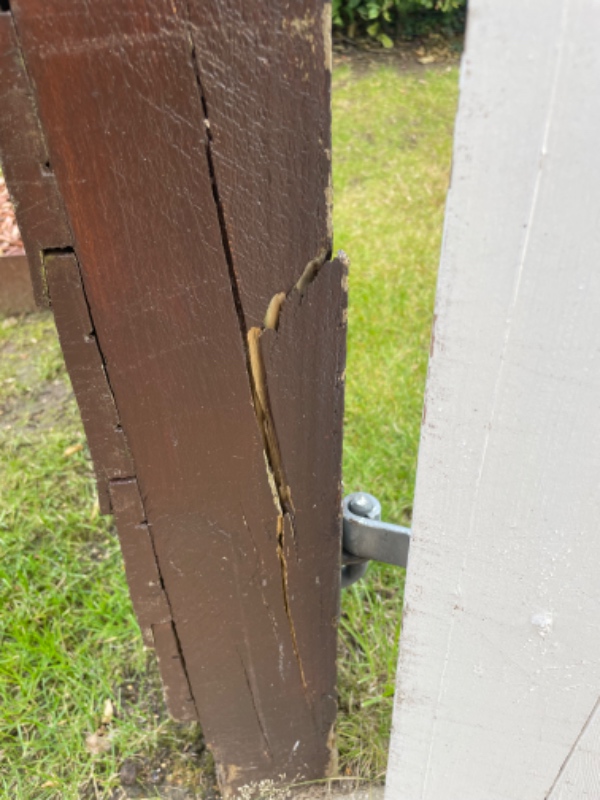 Reparation af hegnstolpe/havelåge