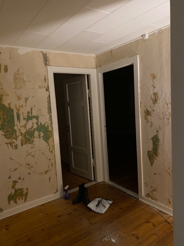 Spartel af vægge i 3 rum + loft i 1 rum