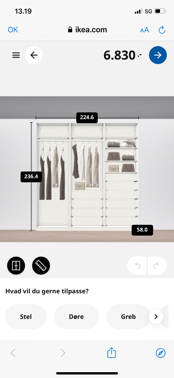 Samling af ikeamøbler (pax-klædeskab), ophængning af lamper (5stk) ophæng af hylder (4 stk)
