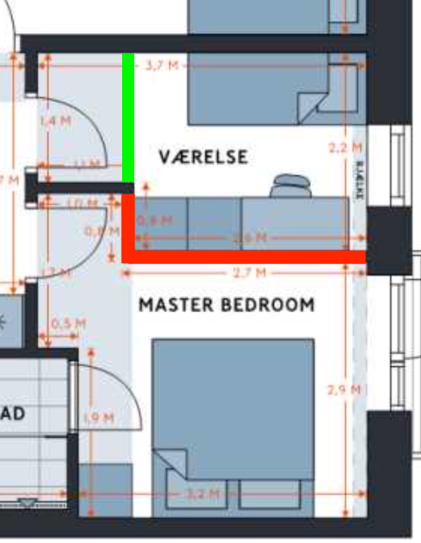 Nedrivning af gipsvæg og opsætning af ny