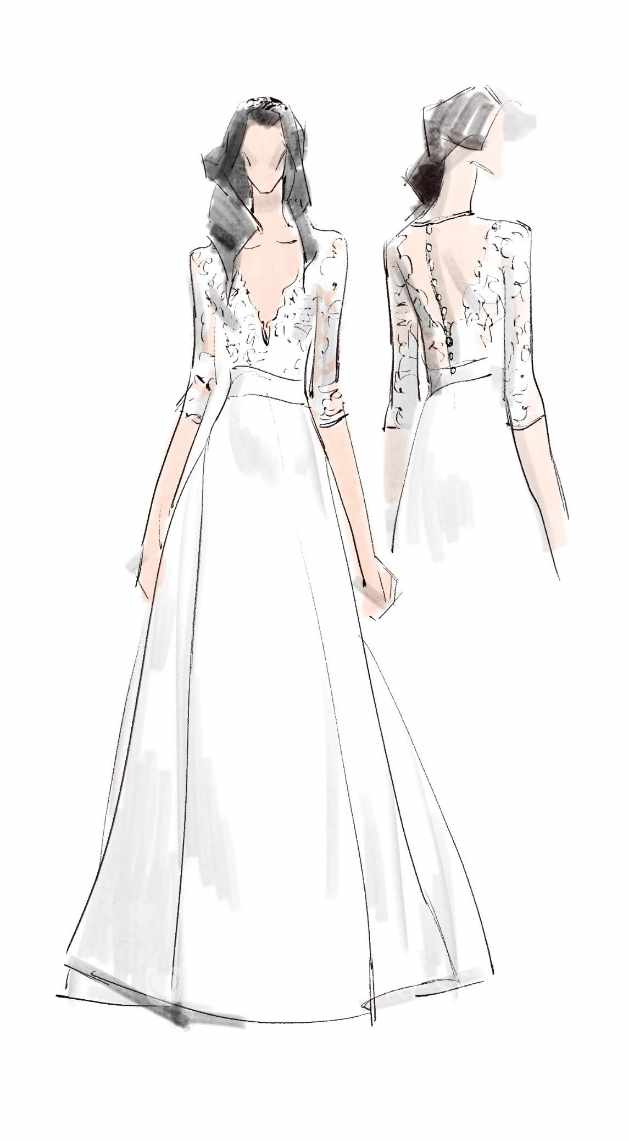 En brudekjole. Sys fra bunden af.