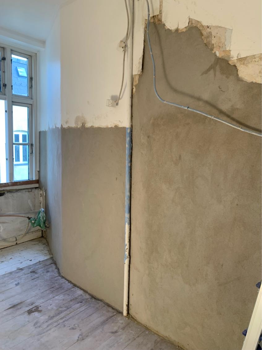 Filt/fuldspartling af køkken + hjørne i stue