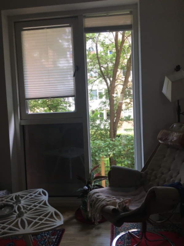 Opsætning af 4 stk plissergardiner, + 3 gardinstænger