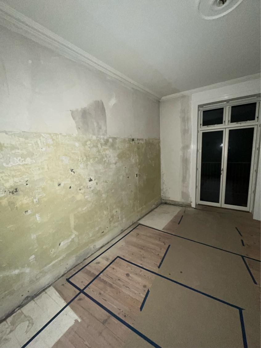 Pudsning af væg efter skimmelsvampbehandling