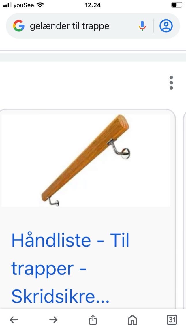 Jeg skal have monteret et armgelænder ved min trappe, så min handicappede far kan komme ind i min nye bolig.