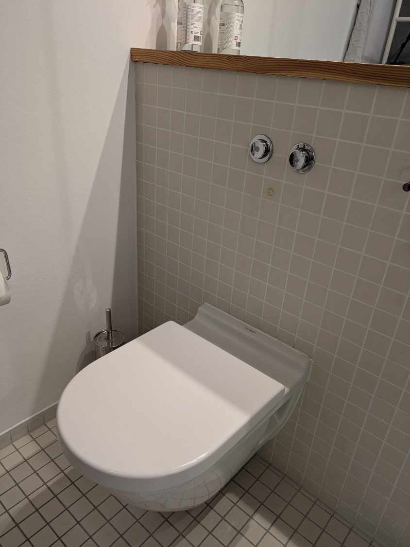 Afkalkning af væghængt toilet og køkkenvask