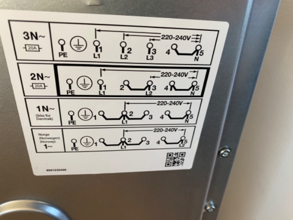 Tilslutning af nyt komfur til eksisterende 3-faset installation