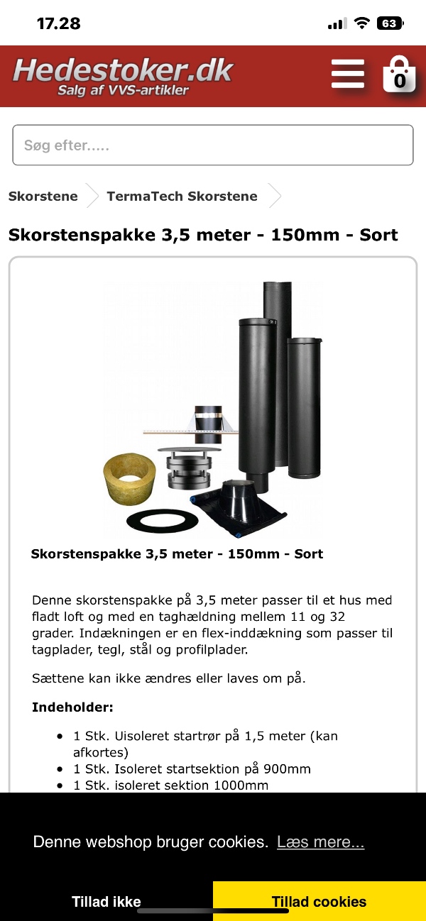 Montering af skorsten