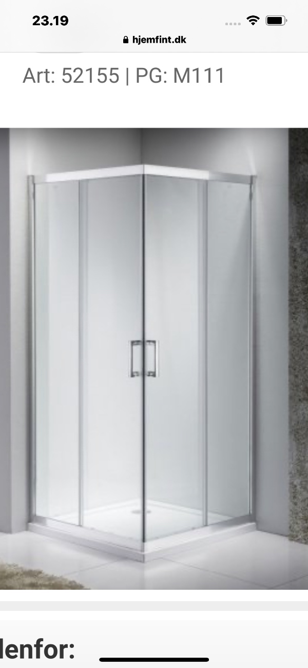 Samlet et brusehjørne. I badeværelset.