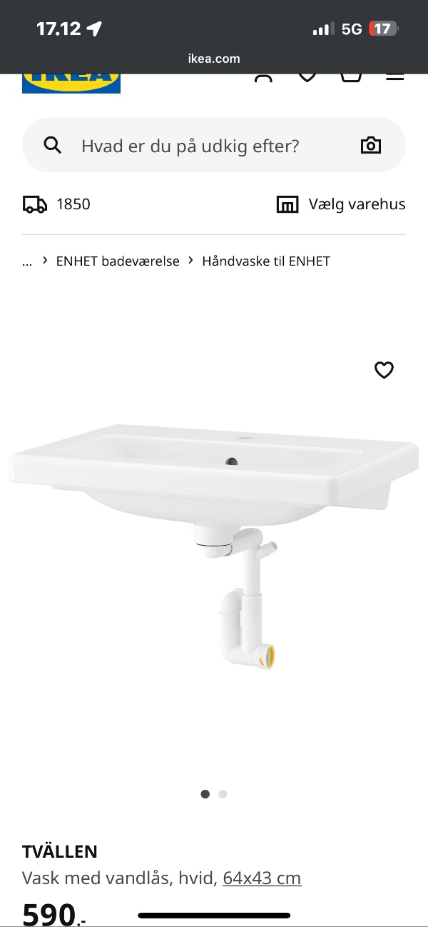 Nedtagning/opsætning af vaskeskab