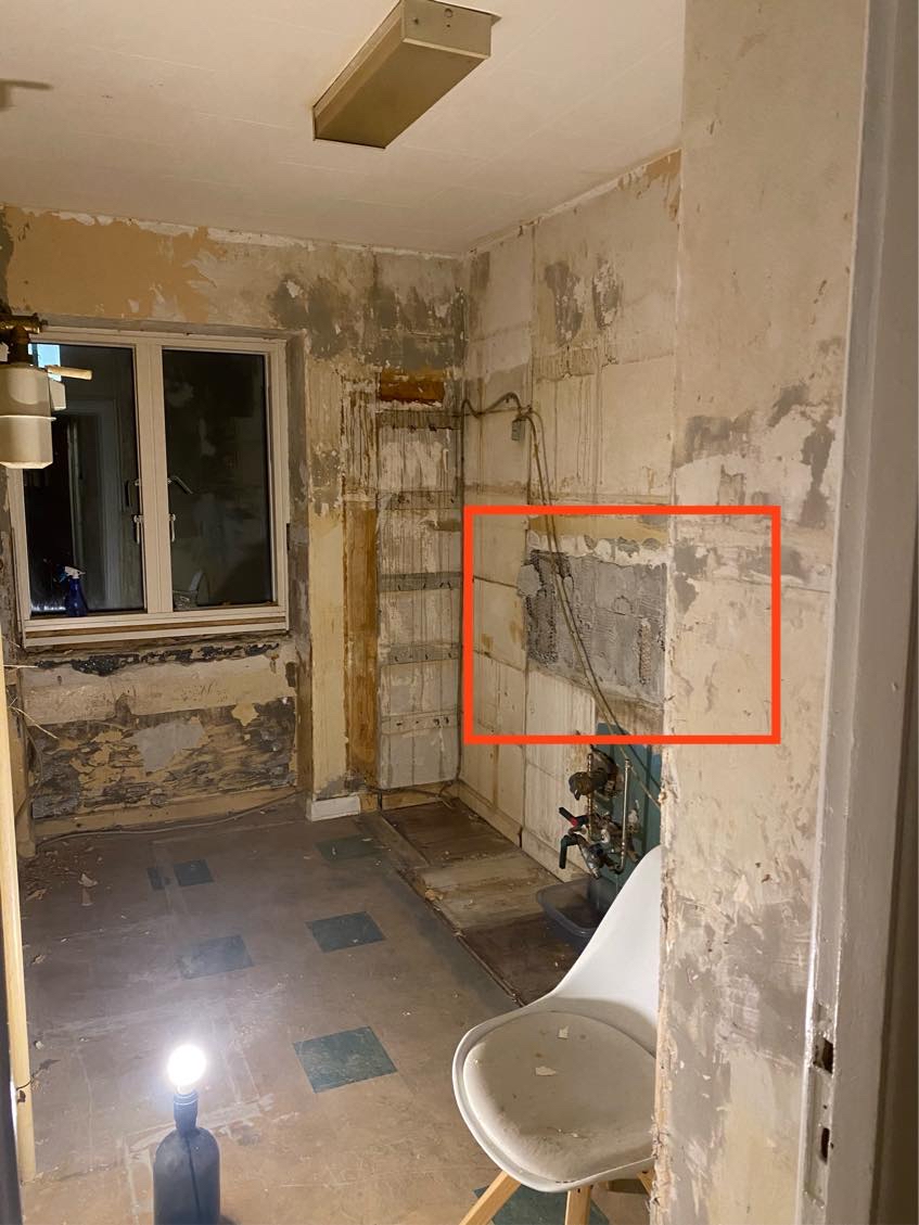 Spartel af vægge i 3 rum + loft i 1 rum