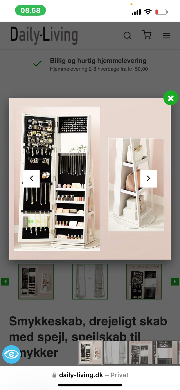 smykkeskab, fritatående køkkenskab og puslekommode skal samles