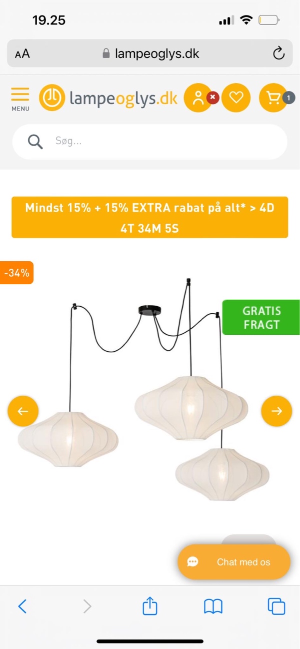 Opsætning af 4 lamper og 3 gardinstænger på 3.6m højt loft