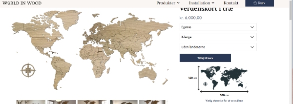 Ophæng af verdenskort i træ
