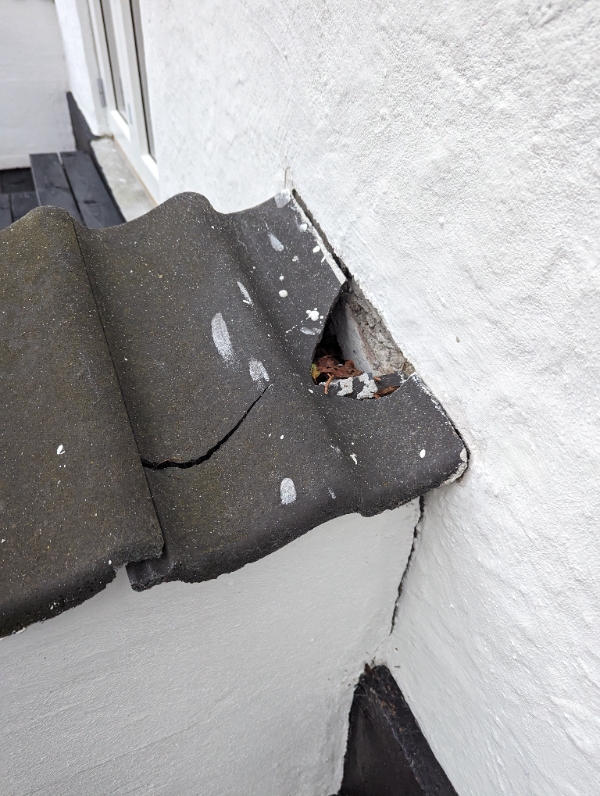 Skiftet eller repareret tagsten på terrasse