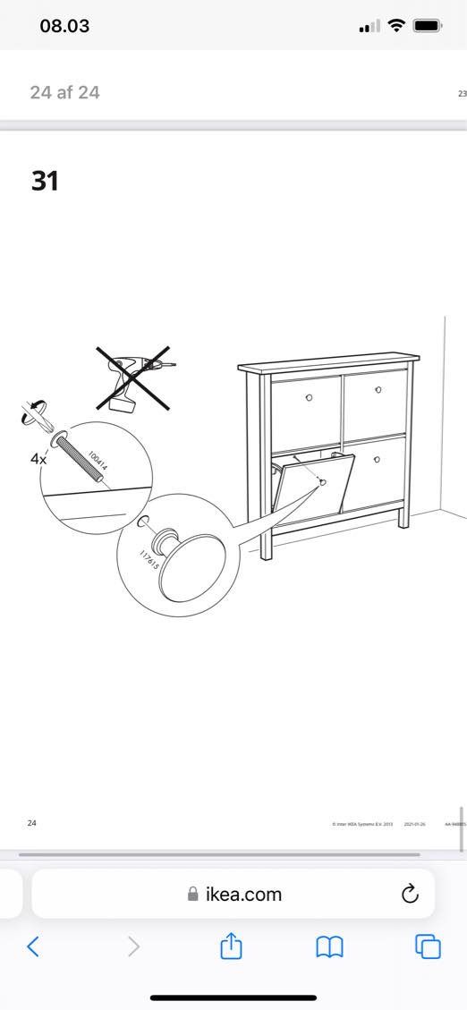 Hjælp til at samle mit skoskab færdigt (mangler 7 steps)
