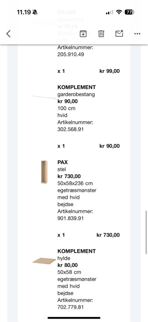 Saml ikea skab