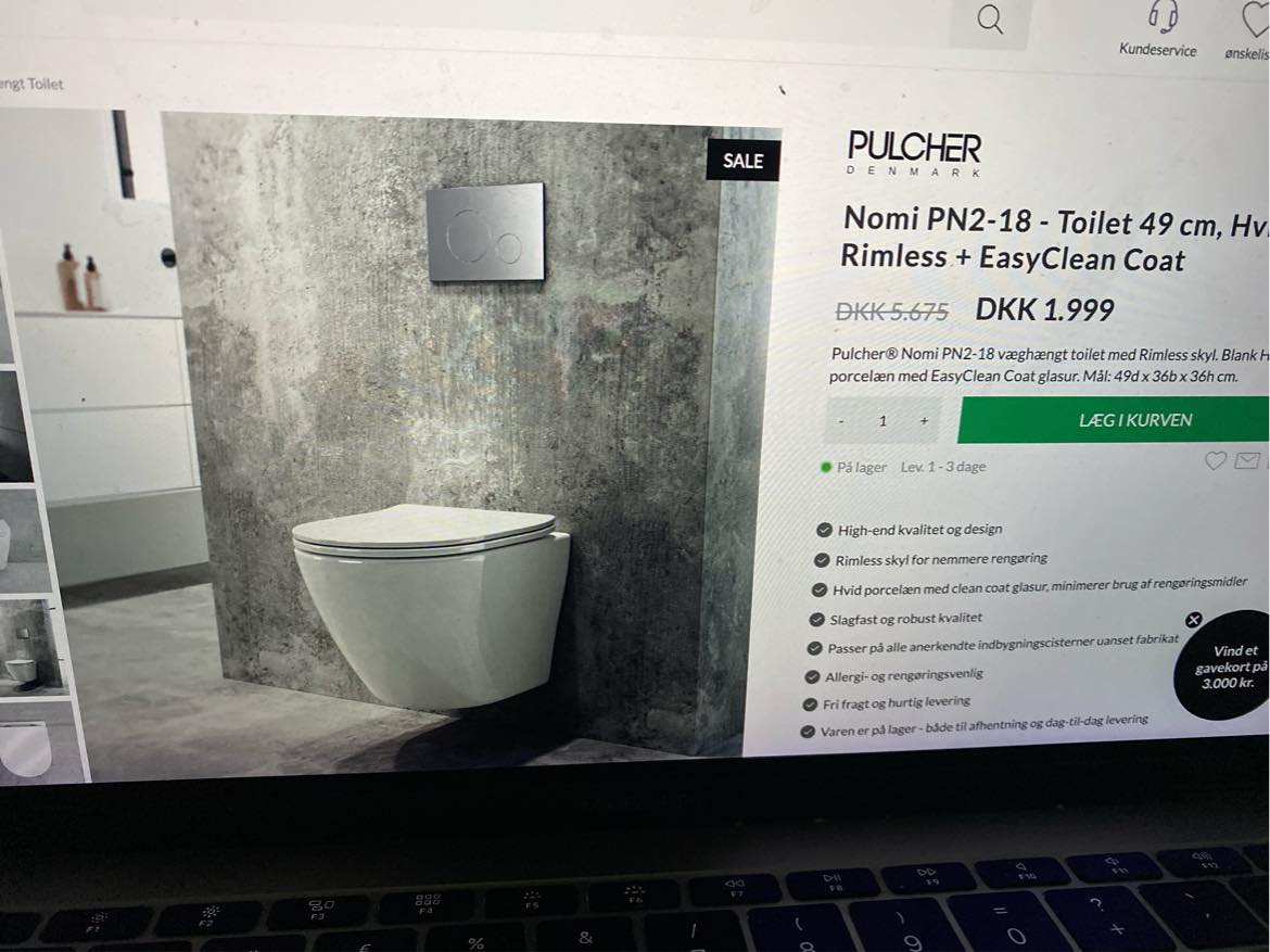 Microcement + montering af nyt toi og håndvask