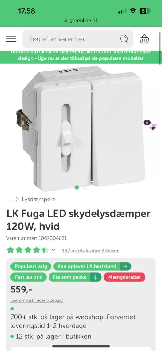 Installation af lysdæmpning i kontakter