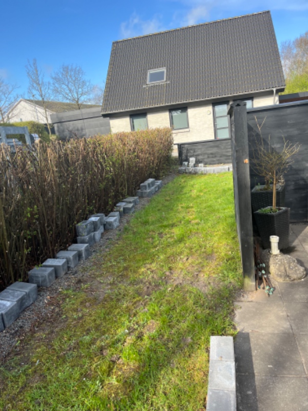 Lagt kant fliser ved hækken