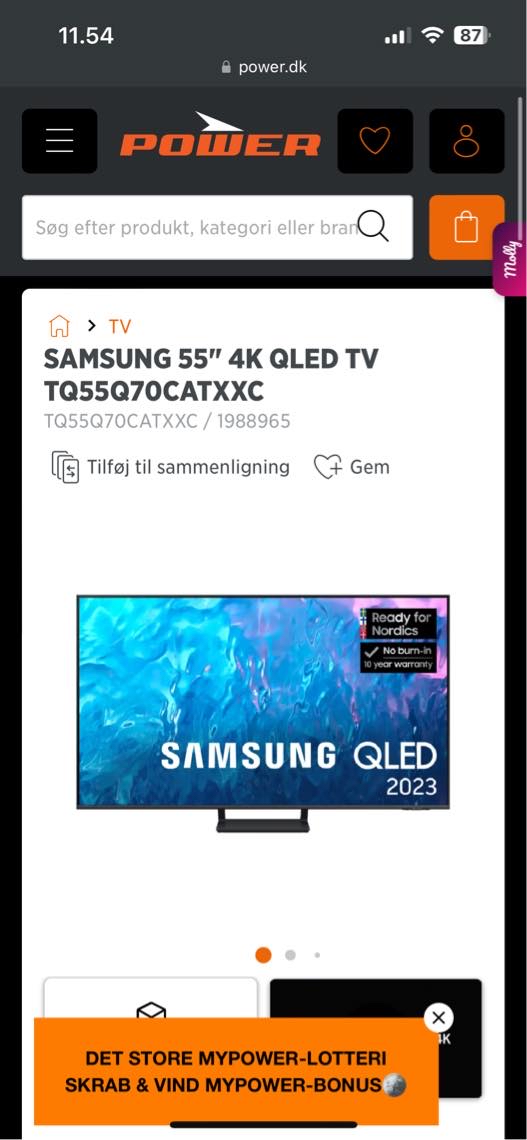 Afhente 55” TV i Power