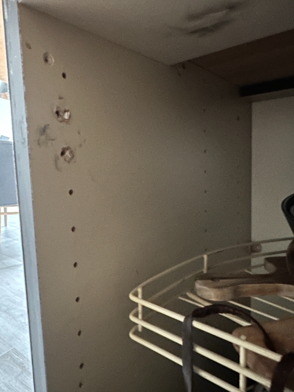 Køkkenlåge skal repareres. Hængsler sidder ikke fast.