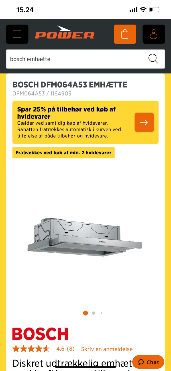 installation af emhætte i indbygget skab