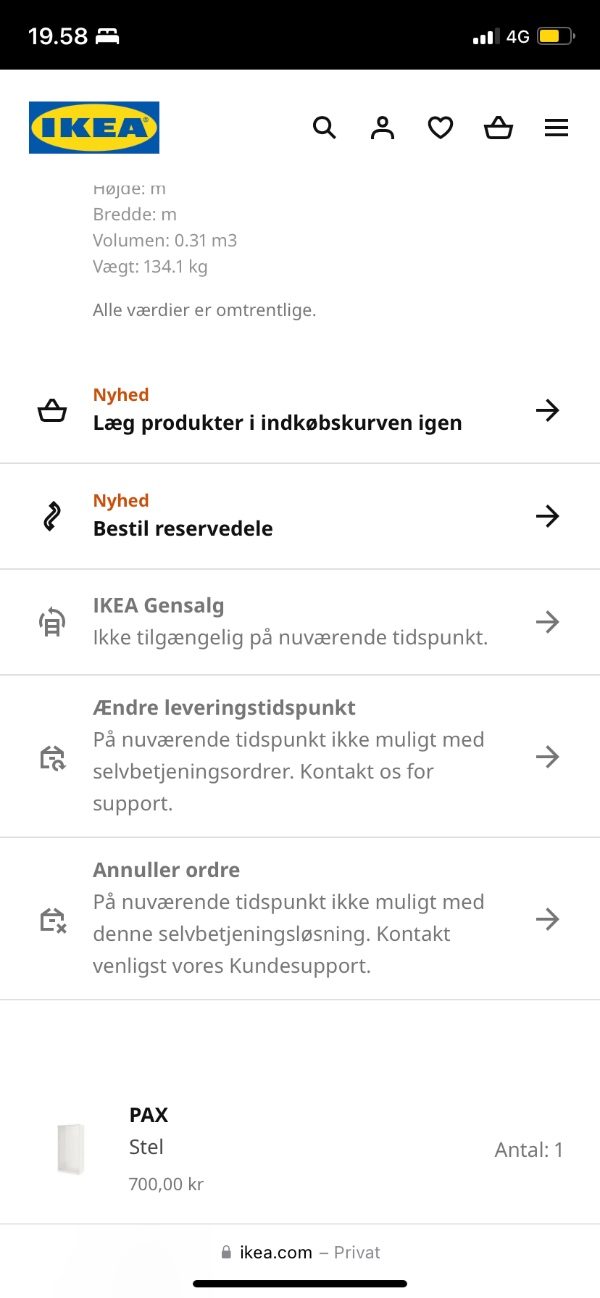 Samling af Pax skab og vitrineskab