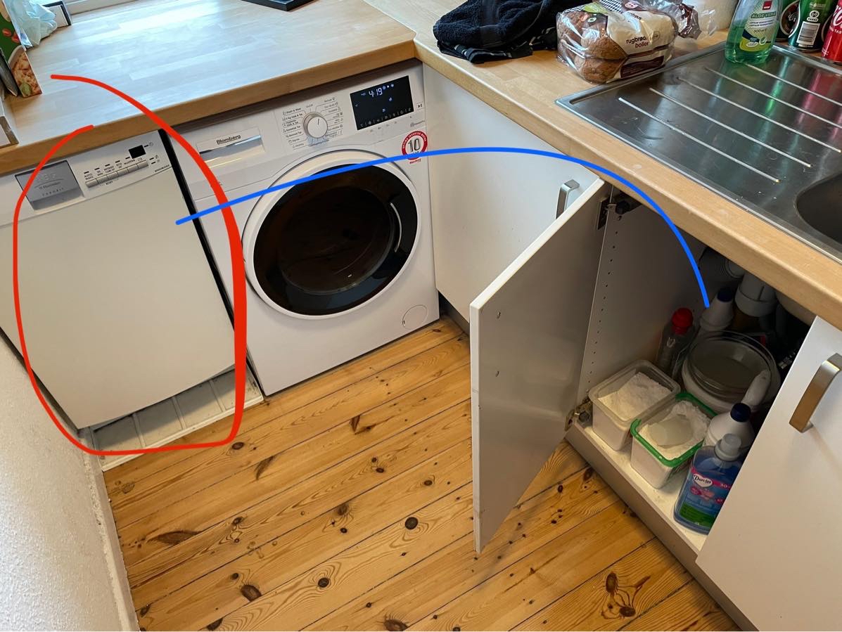 Udskiftning af afløbsslange (opvaskemaskine)