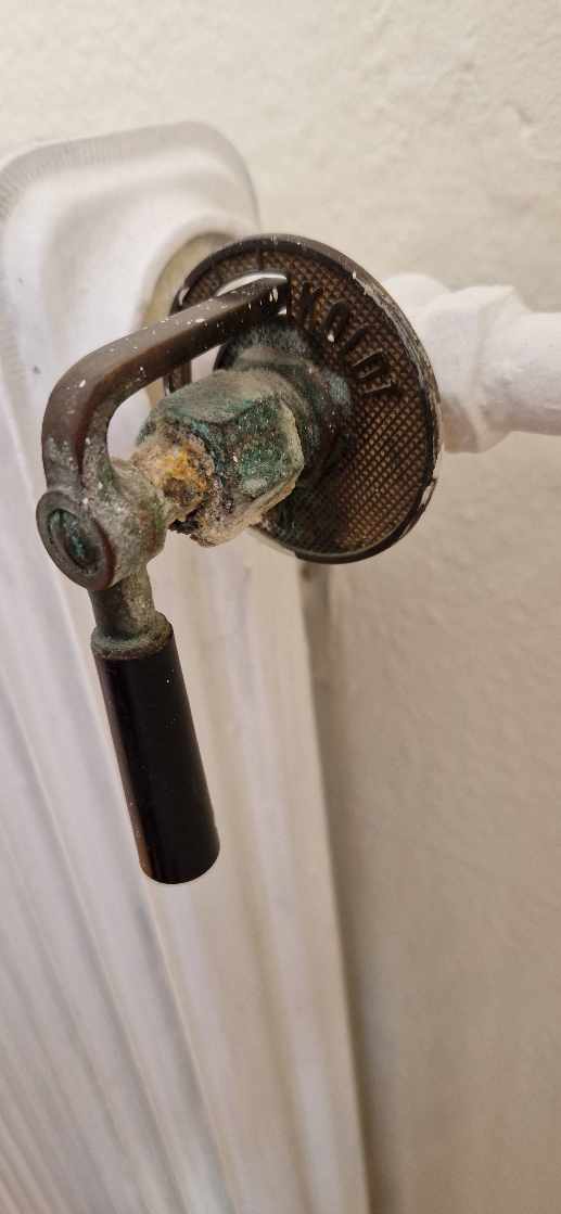 Radiatorhanen er gammel og lækker vand