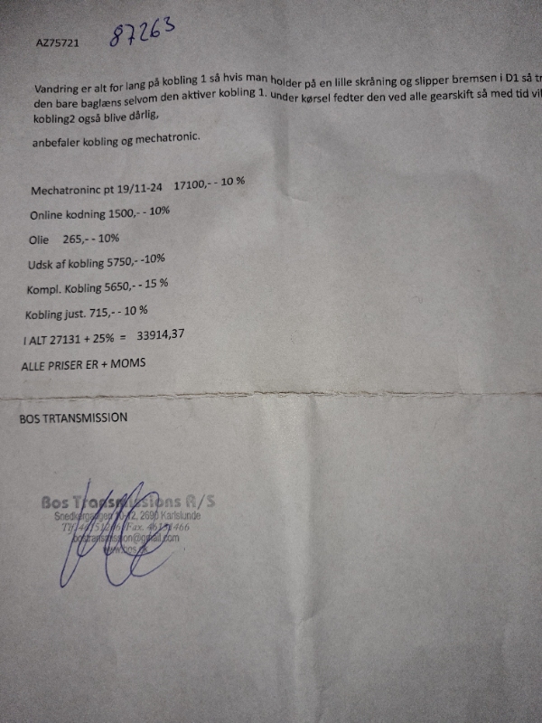 Skift af gearkasse og kobling