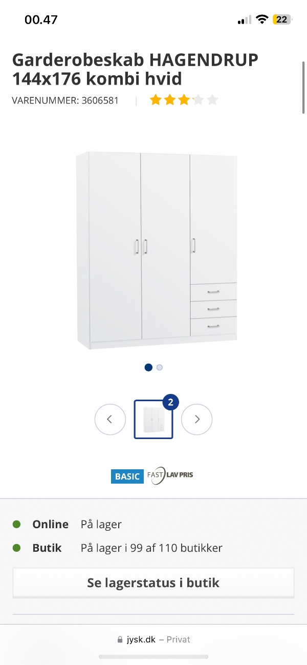 Samlet garderobeskab