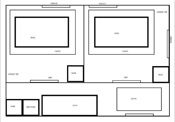 Opsætning af skillevæg samt 2 døre