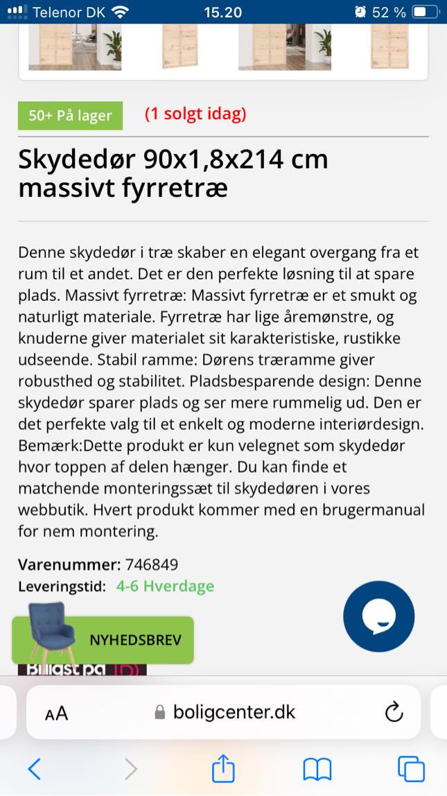 Opsætning af skydedør
