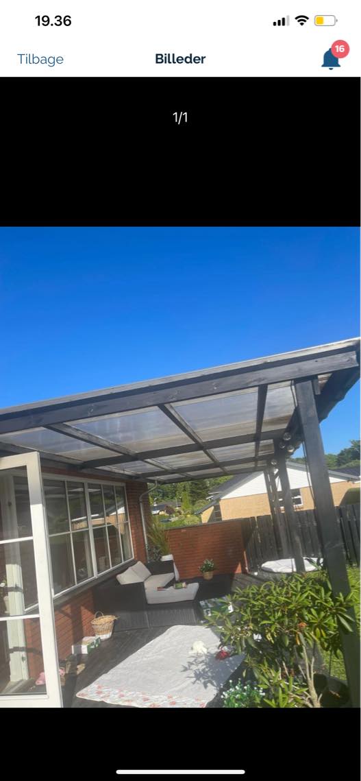 Rense tag i overdækket terrasse.