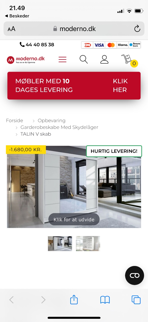Samling af skab og senge