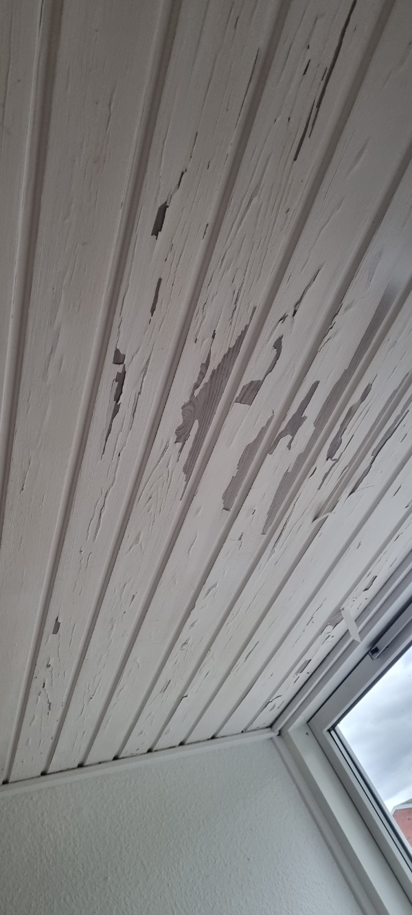 Fjernet vægmaling fra lamel loft