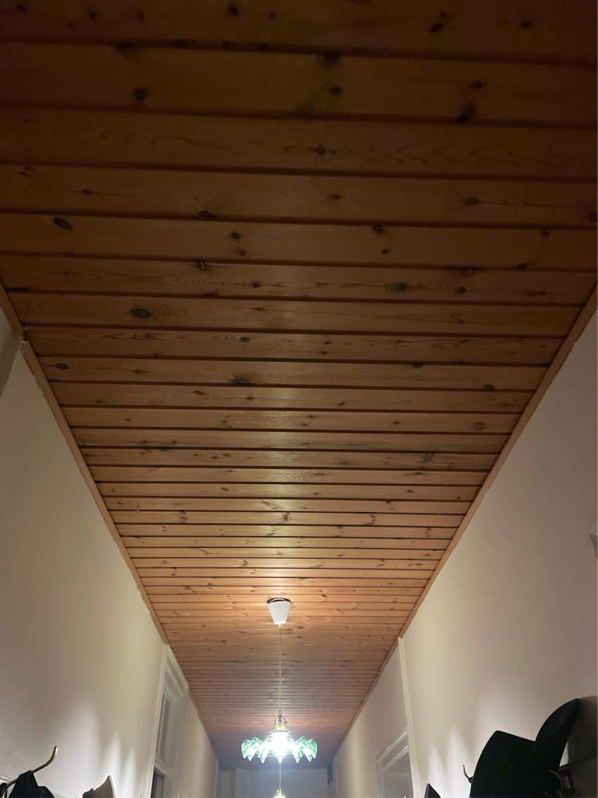 Maling af loft i gang + badeværelse