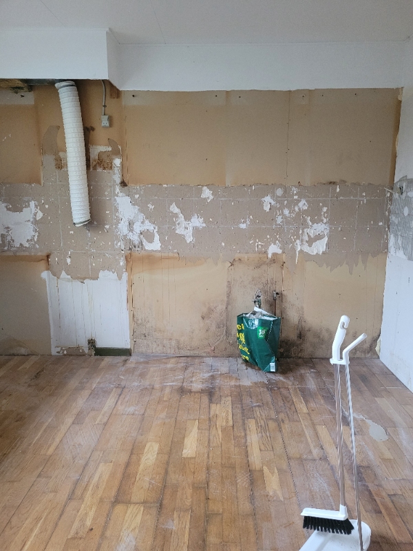 Plaster kitchen wall