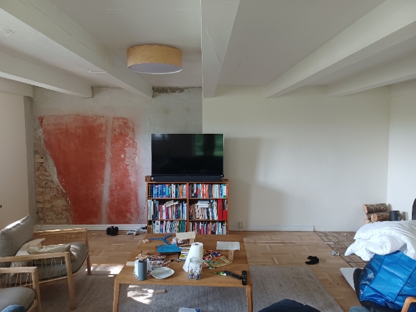 Invendig isolering af en væg + gips + fodpanel