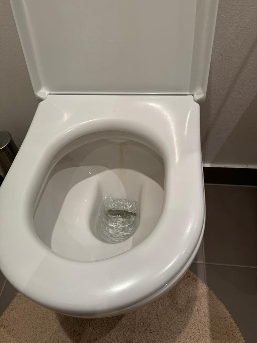 Mit væghængte toilet løber