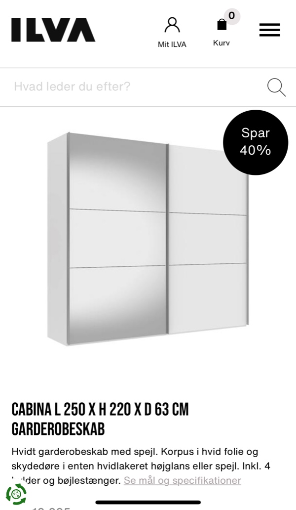 Samling af garderobeskab