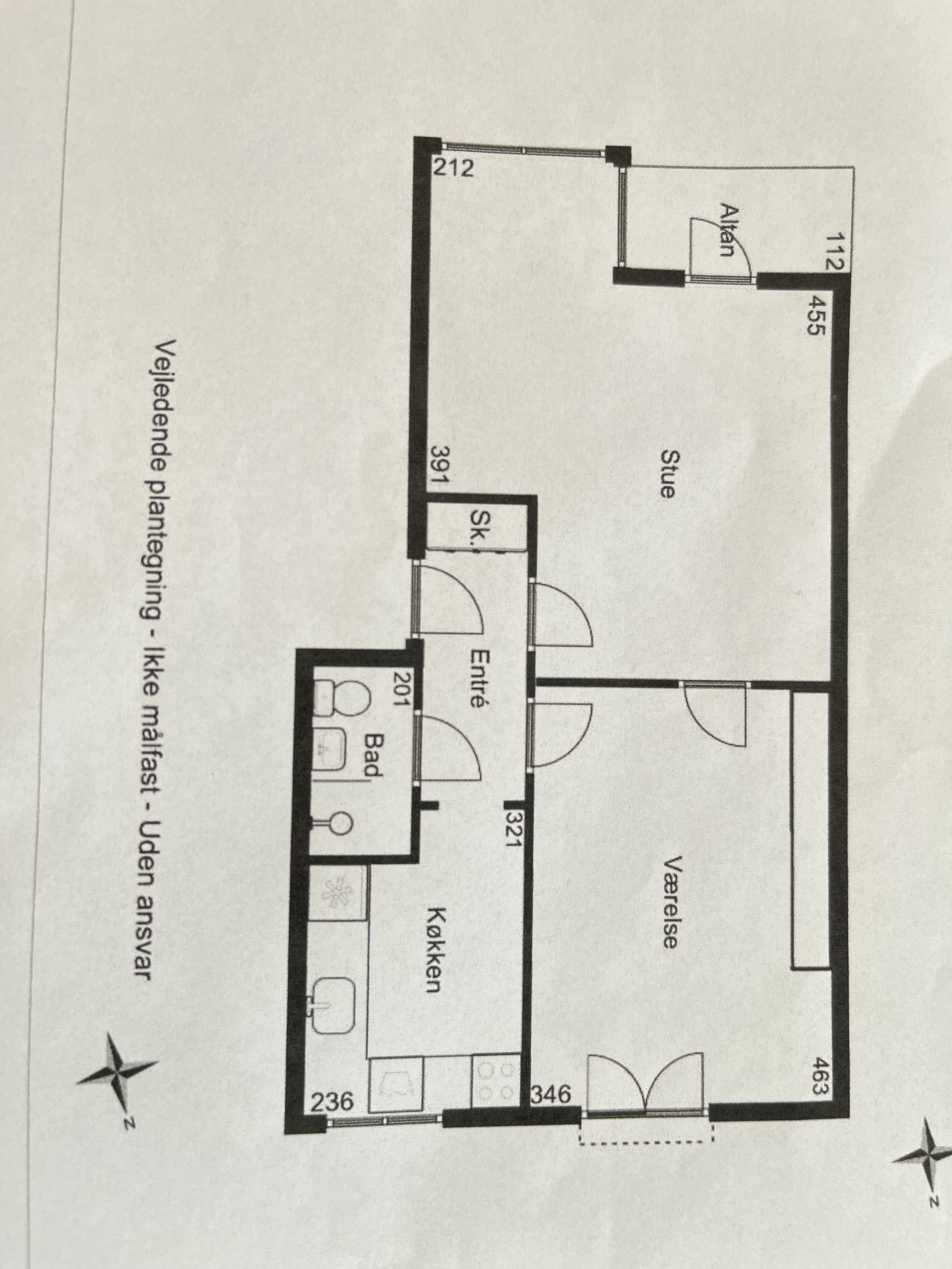 Ordnet vægge og lofter i 2 værelseslejlighed