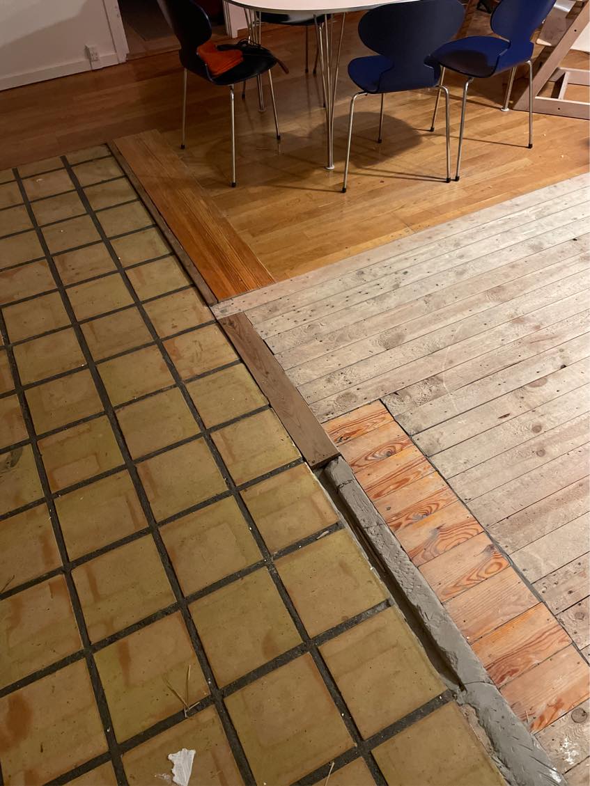 Nyt parketgulv i køkken