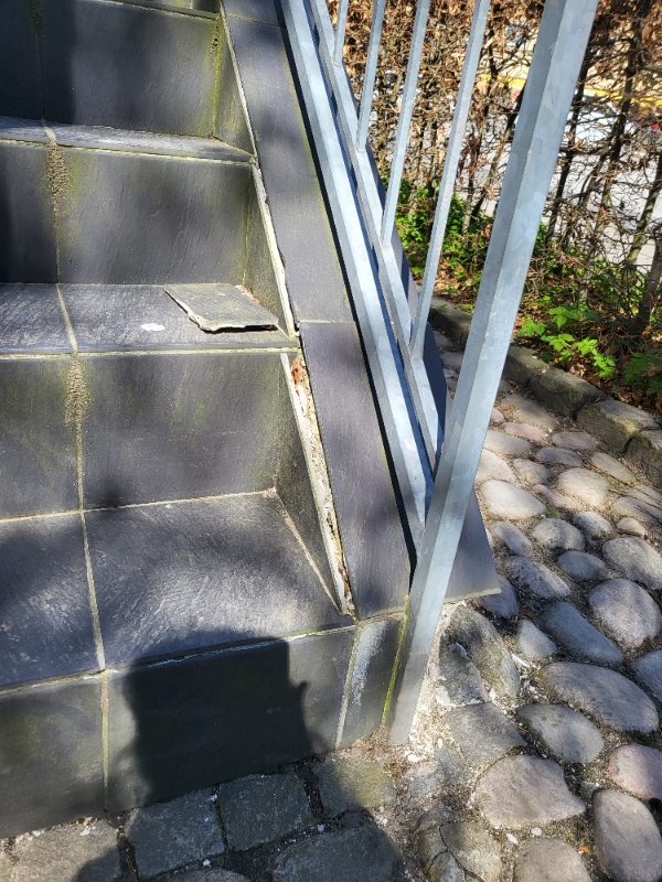 Repareret en udendørs trappe for frostskader