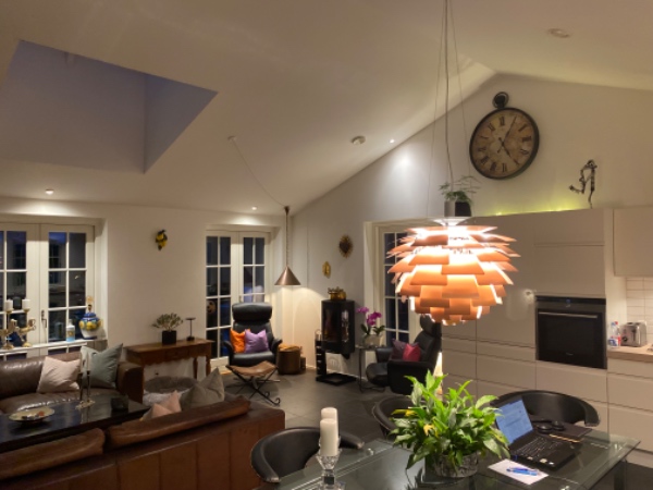 Malet stue 56m2 loft og vægge loft til kip