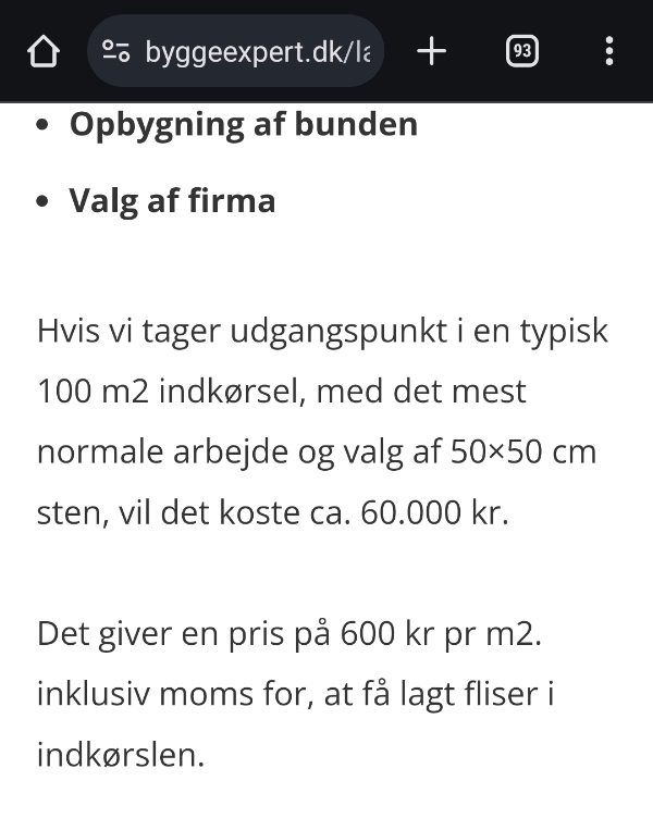 Lægning af fliser i indkørsel