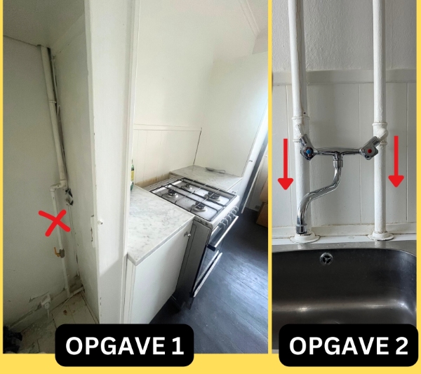 Fjernelse af gasrør og flytning af blandingsbatteri