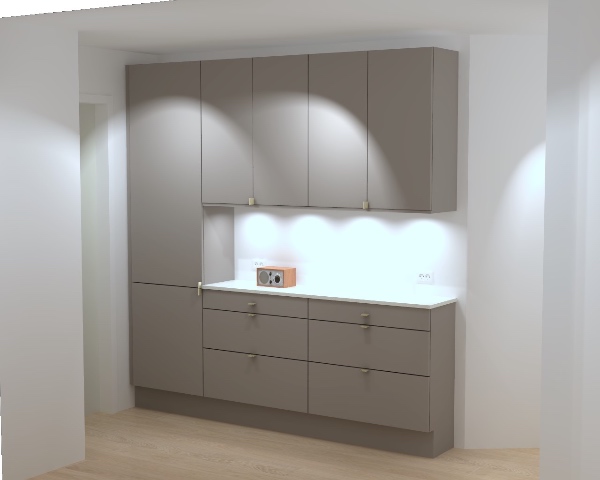 Filt/fuldspartling af køkken + hjørne i spisestue